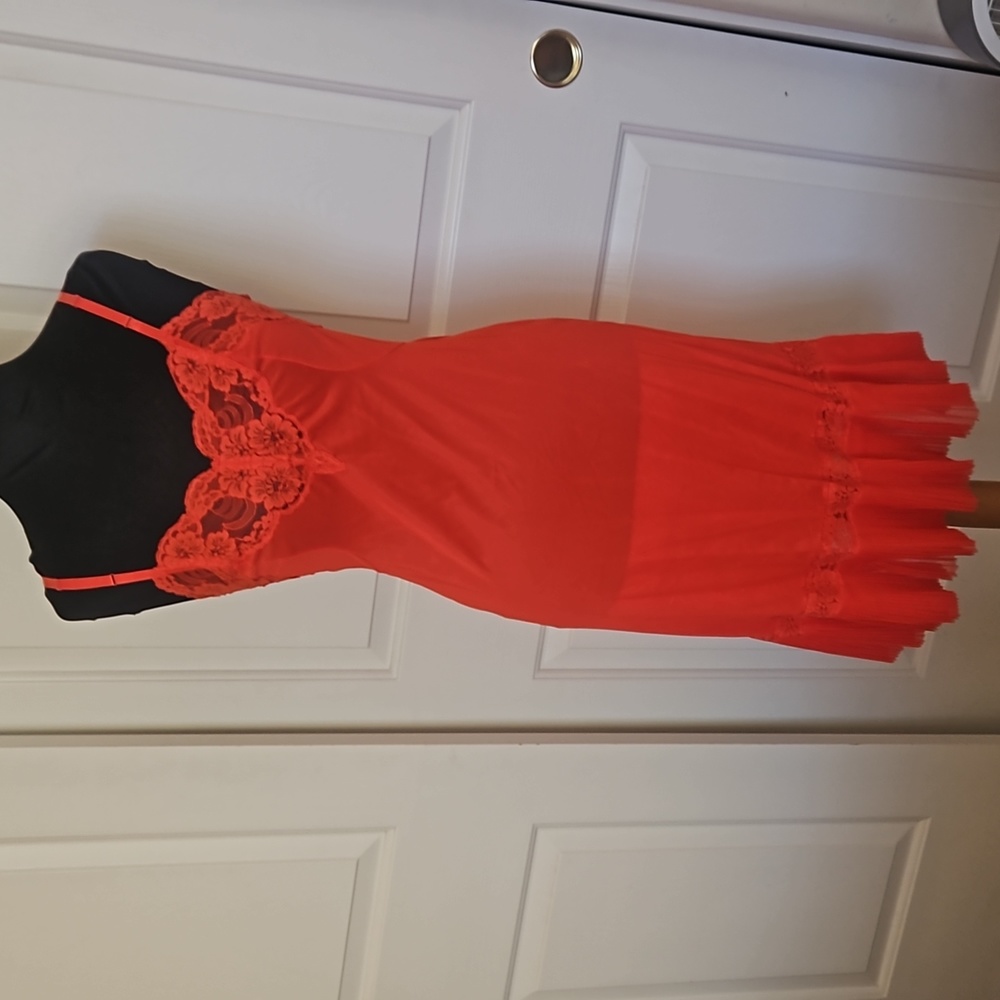 Vintage Red Nylon Full Slip Sz. 32 Vanity Fair